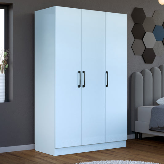 Perlomi 3 kapaklı 11 Raflı Gardırop Elbise Dolabı, Beyaz PER DLP 001