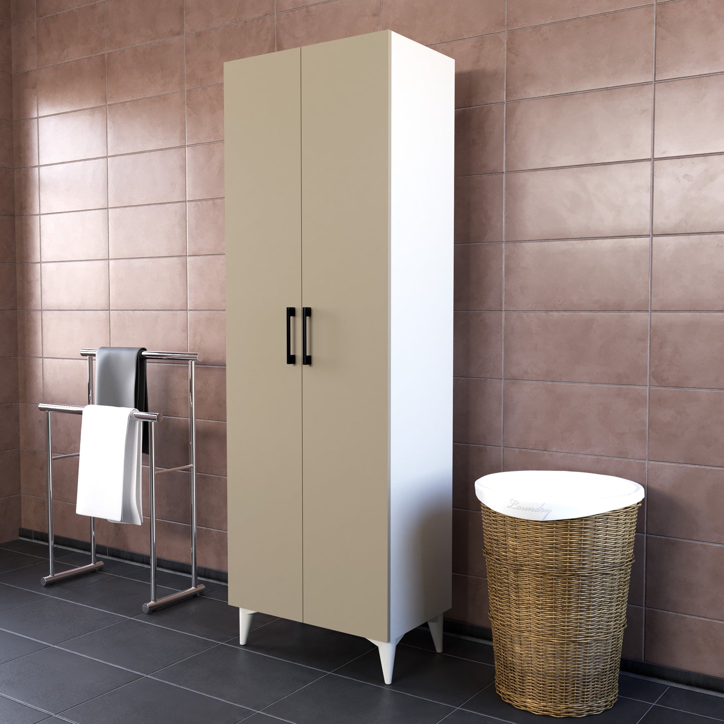 Perlomi 2 Kapaklı Çok Amaçlı Banyo Dolabı Sahra PERB001