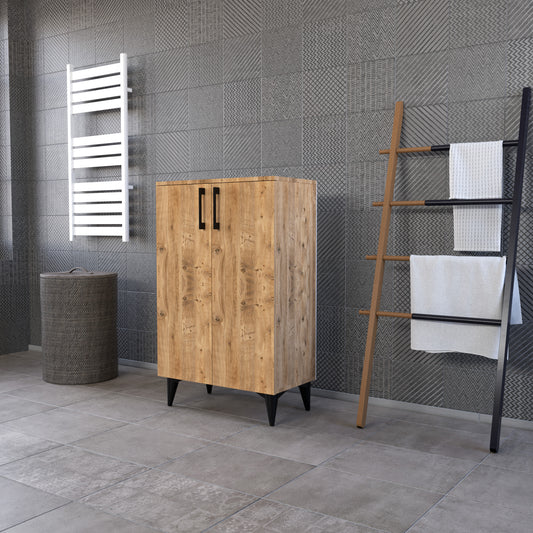 Perlomi 2 Kapaklı 4 Raflı Çok Amaçlı Banyo Dolabı Ceviz PER B 004