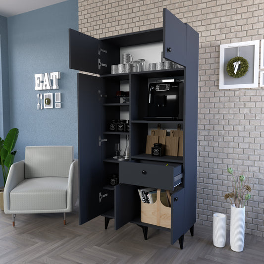 Perlomi 5 Kapaklı 9 Raflı Çok Amaçlı Mutfak Erzak Kiler Standı Dolap Antrasit PER KHV 005