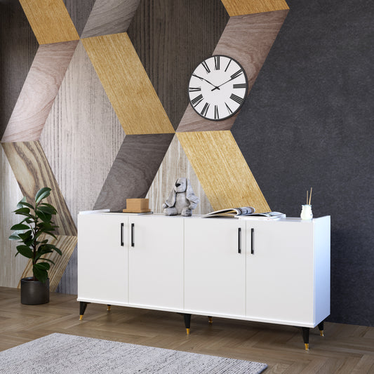 Perlomi Konsol 4 Kapaklı 4 Raflı Beyaz Konsol PER KNS 003