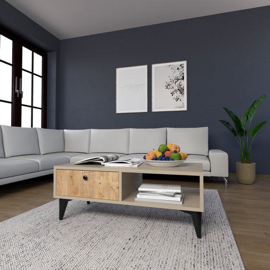 Perlomi Orta Sehpa 1 Kapaklı 1 Raflı Sehpa Sahra/Atlantik Çam PER SHP 002