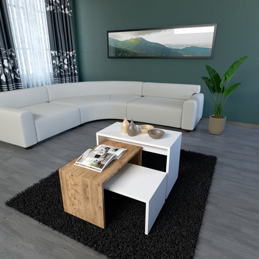 Perlomi Orta Sehpa Yapboz Sehpa Atlantik Çam/Beyaz PER SHP 003