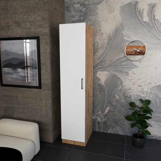 Perlomi 1 Kapaklı 3 Raflı Dolap Beyaz/ Atlantik Çam PER DLP 014