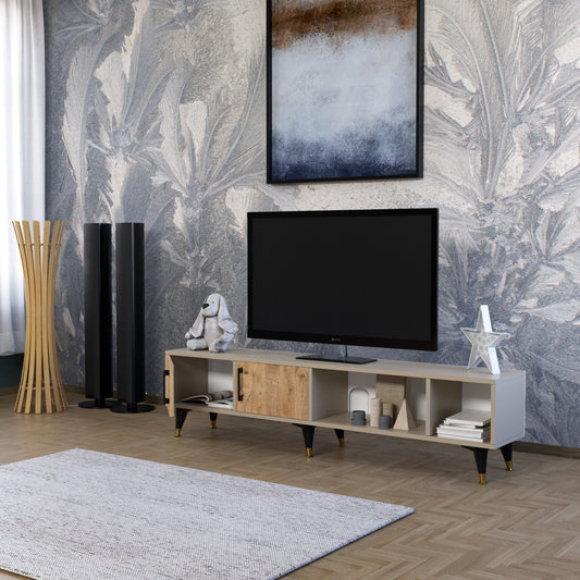 Perlomi Tv Sehpası 2 Kapaklı 4 Bölmeli Atlantik Çam/ Sahra PER TV 003