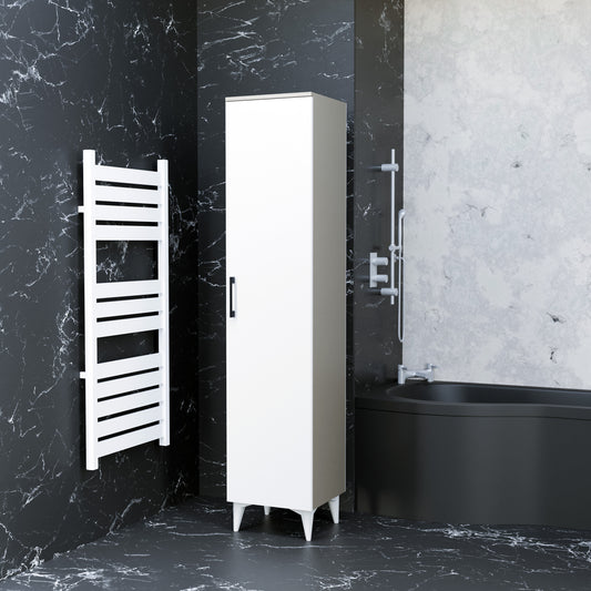 Perlomi Tek Kapaklı 4 Raflı Banyo Dolabı Beyaz PERB006