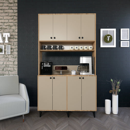 Perlomi 8 Kapaklı  Çok Amaçlı Mutfak Erzak Kiler Standı Dolap Sahra/Kahverengi PER KHV 003